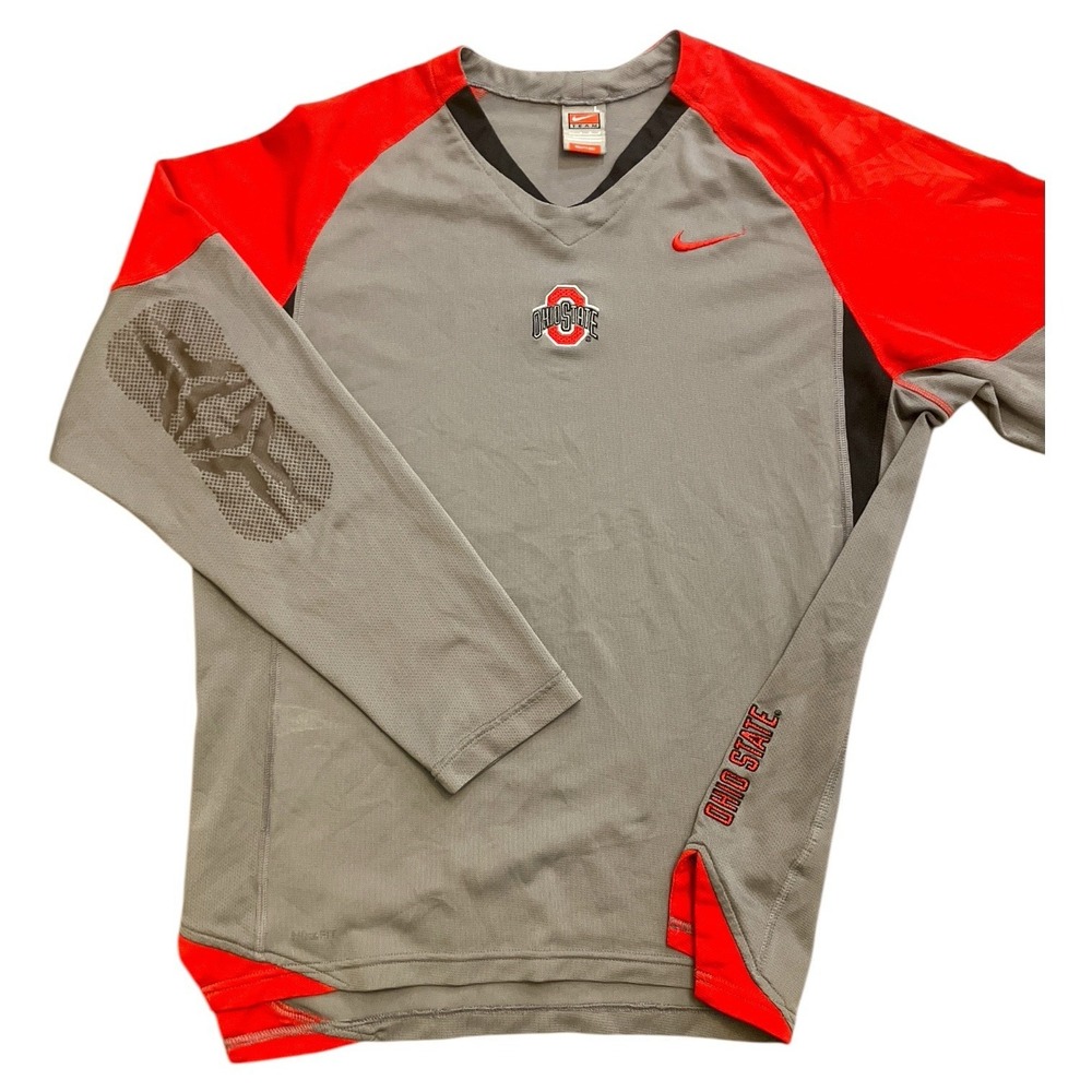 Nike Team Ohio State Buckeyes OSU Long Sleeve Football Shirt Large Dri Fit‎